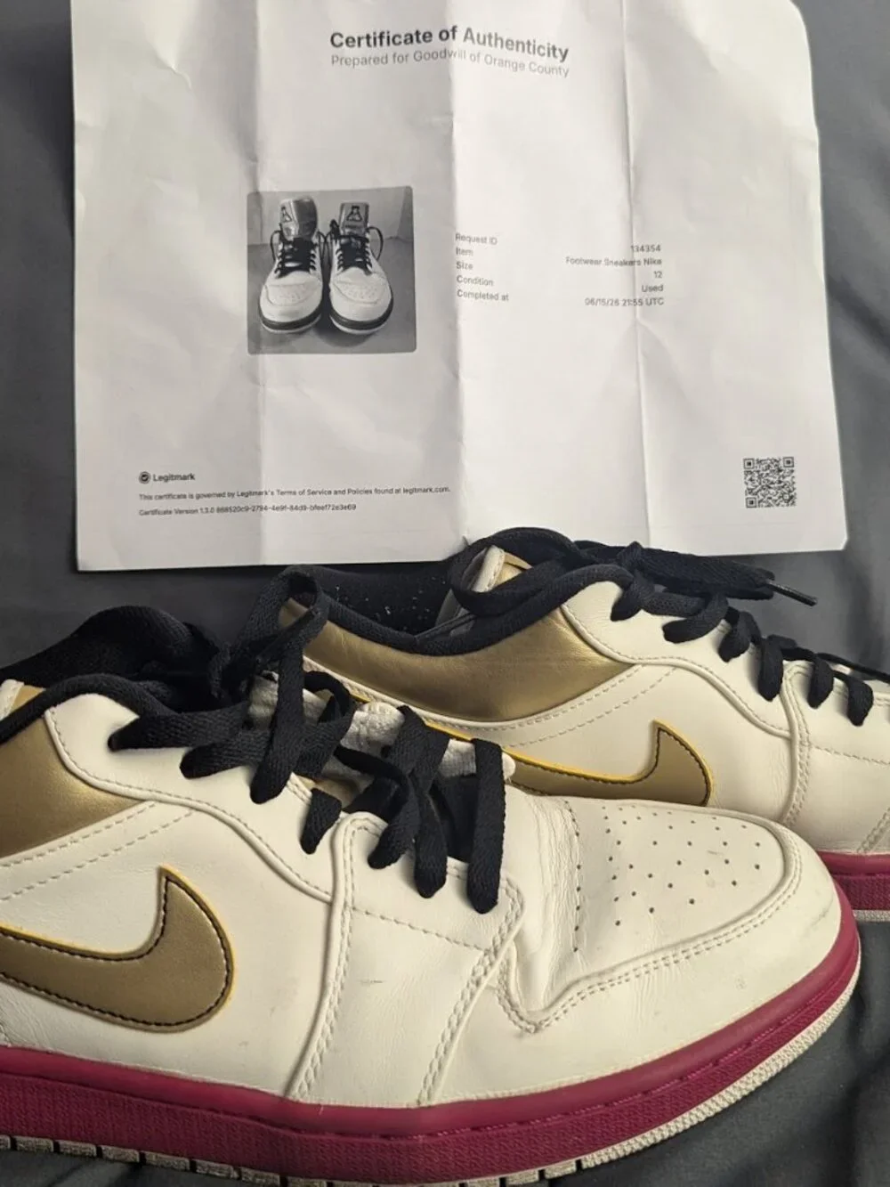 Air Jordan 1 Low Matador Sail Fuchsia Gold Sz 12